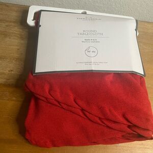 NWT Red Round Tablecloth 70” diameter Holiday Christmas Valentine’s kitchen